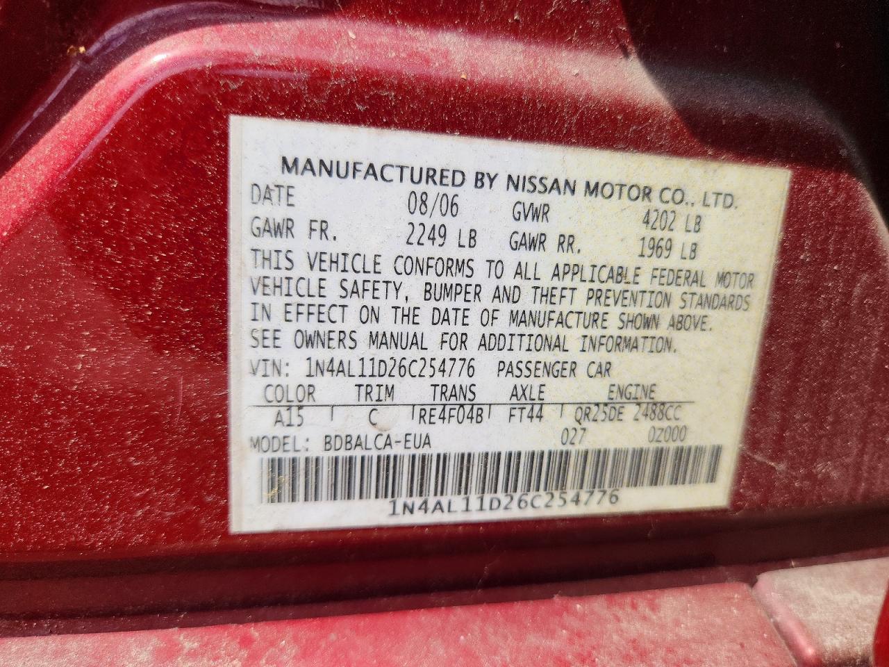 2006 NISSAN ALTIMA 2.5 photo 34