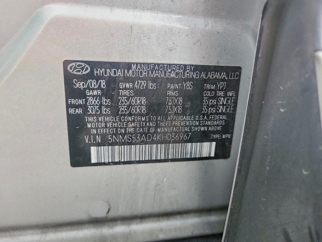 2019 HYUNDAI SANTA FE ULTIMATE 2.4L photo 27