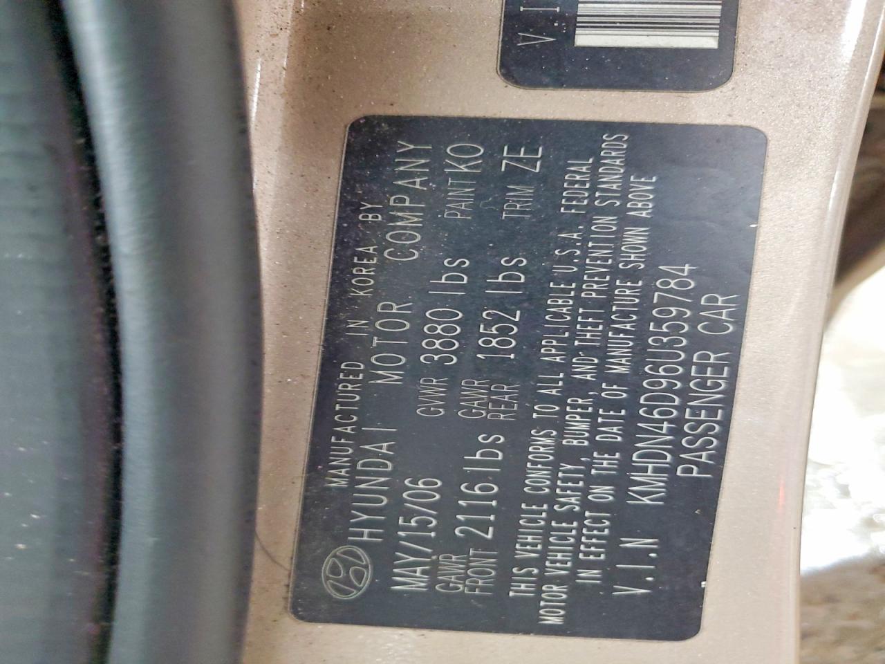 2006 HYUNDAI ELANTRA GLS photo 23