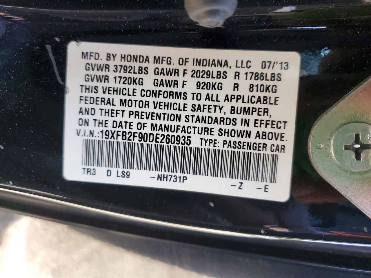 2013 HONDA CIVIC EXL photo 12