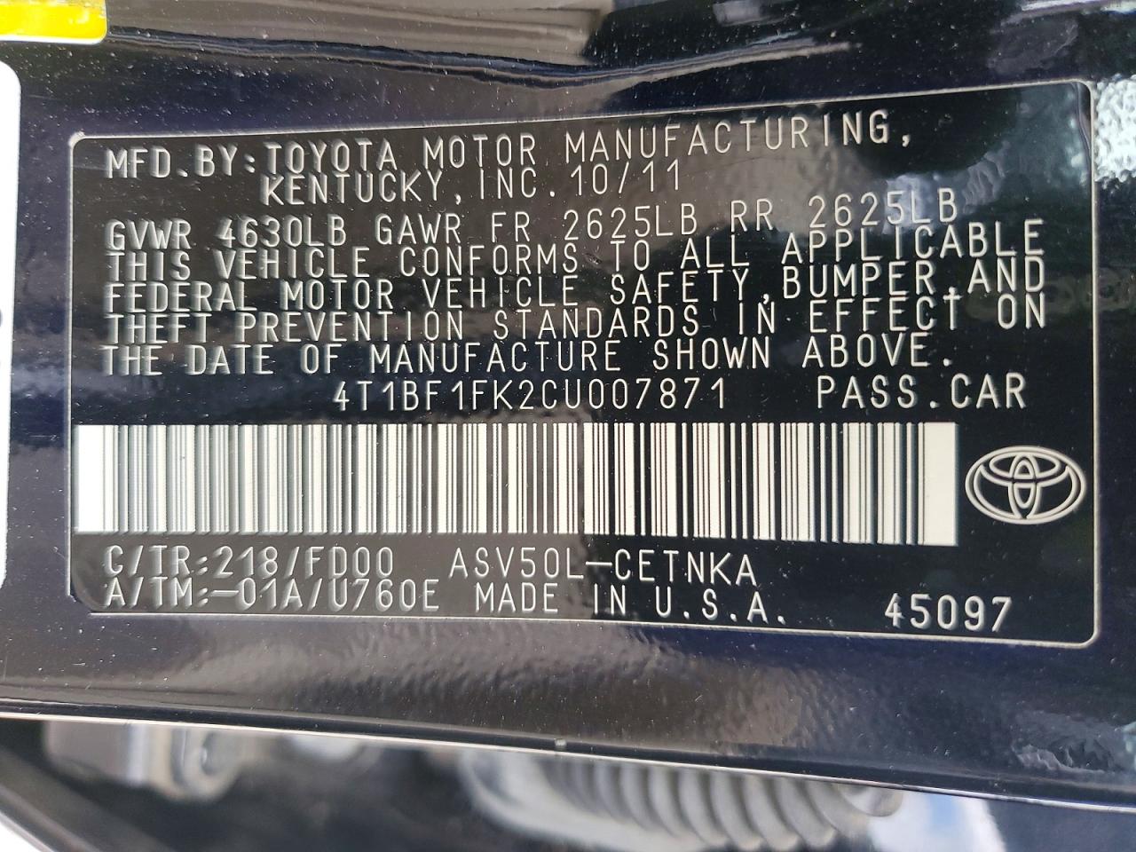 2012 TOYOTA CAMRY LE photo 34