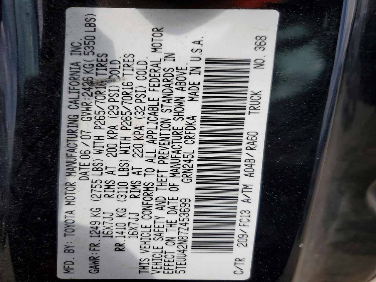 2007 TOYOTA TACOMA ACCESS CAB photo 23