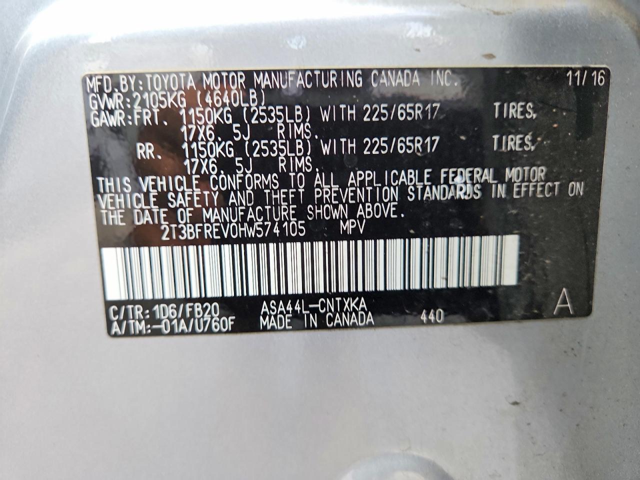 2017 TOYOTA RAV4 LE photo 34