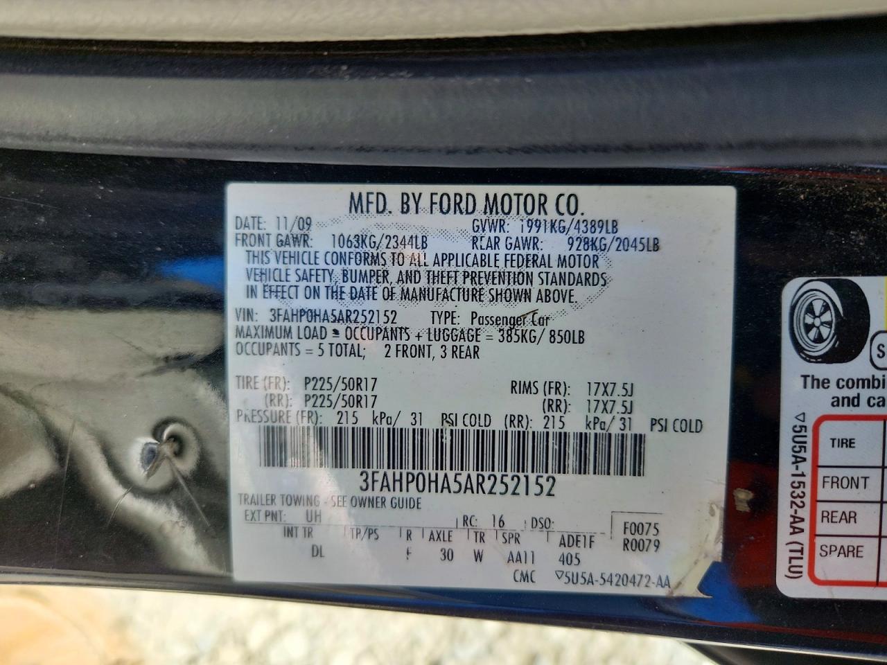 2010 FORD FUSION SE photo 23