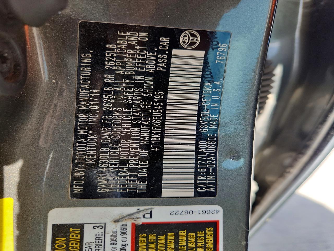 2014 TOYOTA CAMRY XLE V6 photo 37