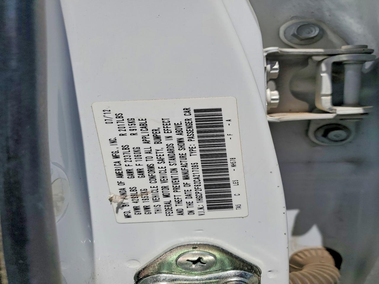 2012 HONDA ACCORD SE photo 12