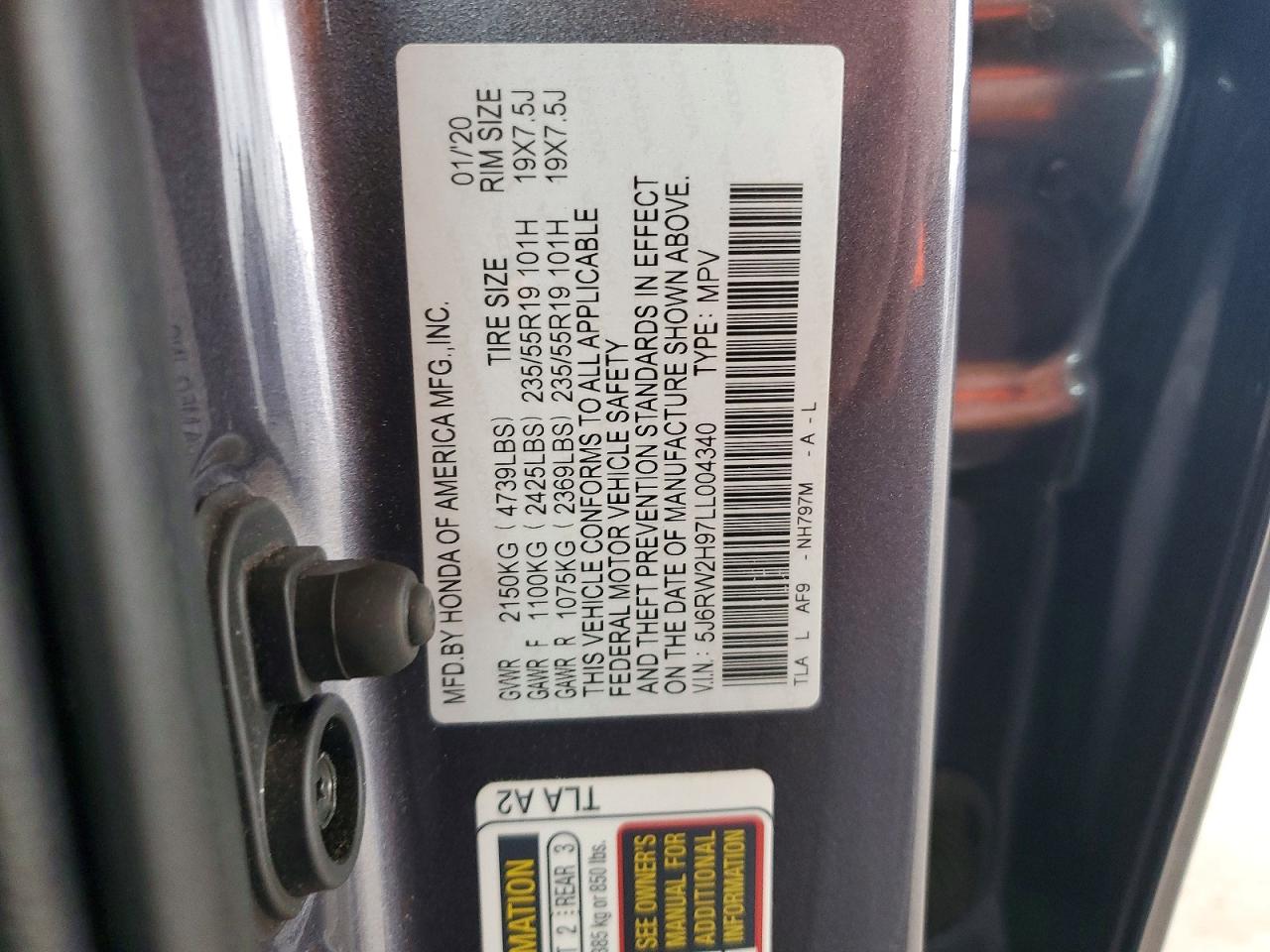 2020 HONDA CR-V TOURING photo 25