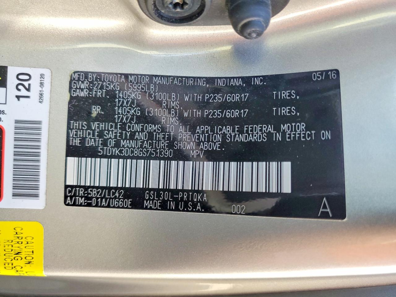 2016 TOYOTA SIENNA XLE 8-PASSENGER photo 14
