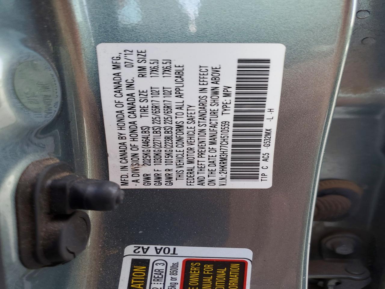 2012 HONDA CR-V EXL photo 27