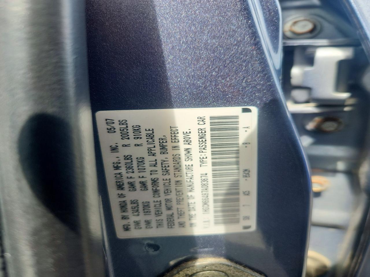 2007 HONDA ACCORD SE photo 34
