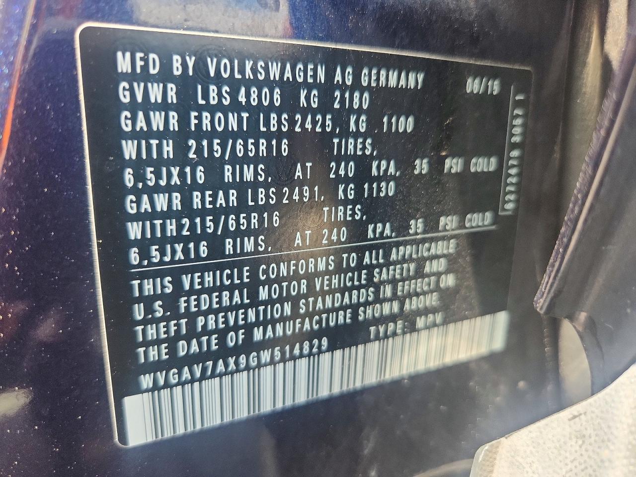 2016 VOLKSWAGEN TIGUAN S photo 25