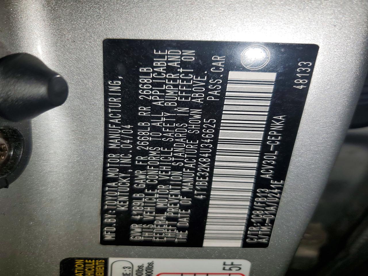 2004 TOYOTA CAMRY LE photo 34