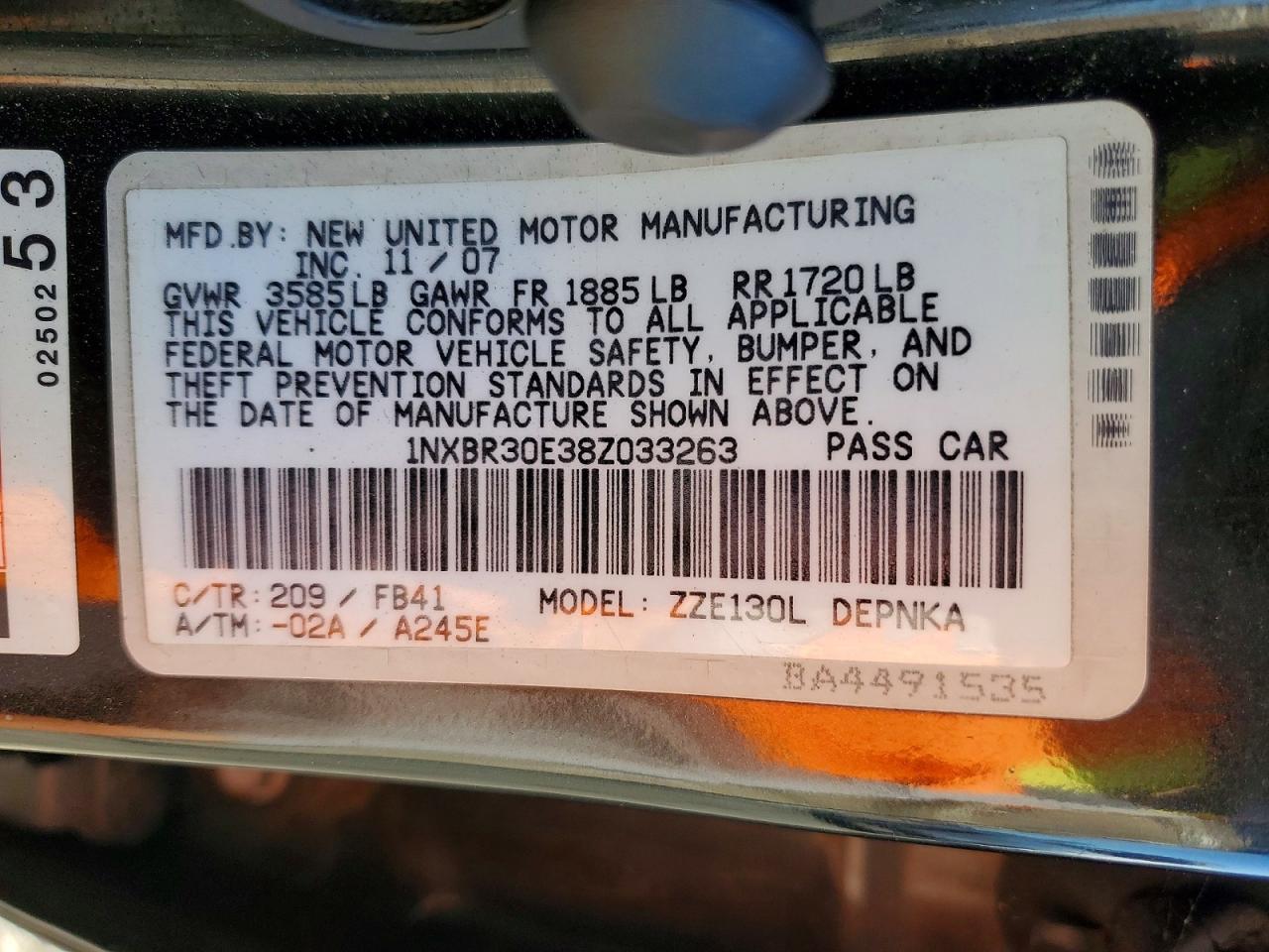 2008 TOYOTA COROLLA LE photo 12