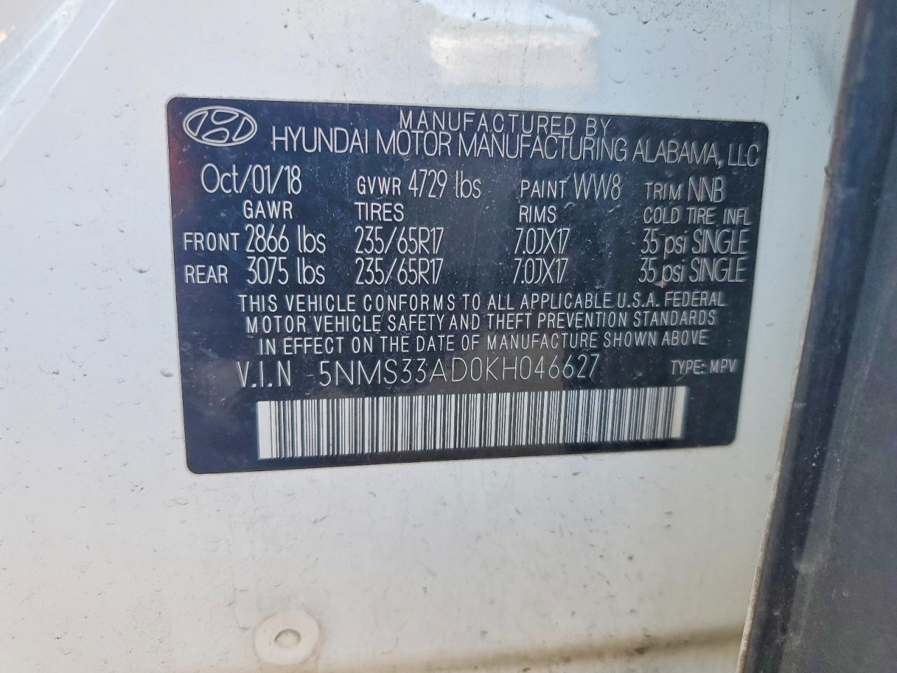2019 HYUNDAI SANTA FE SEL 2.4L photo 40