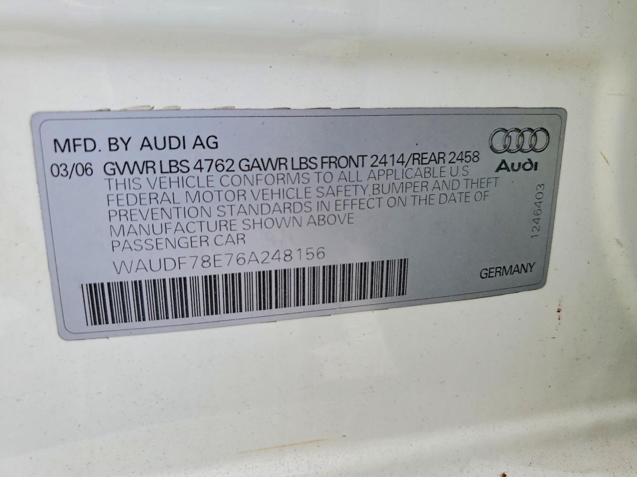 2006 AUDI A4 2.0T QUATTRO photo 13