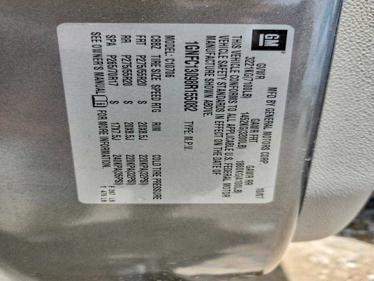 2008 CHEVROLET TAHOE C1500 photo 25