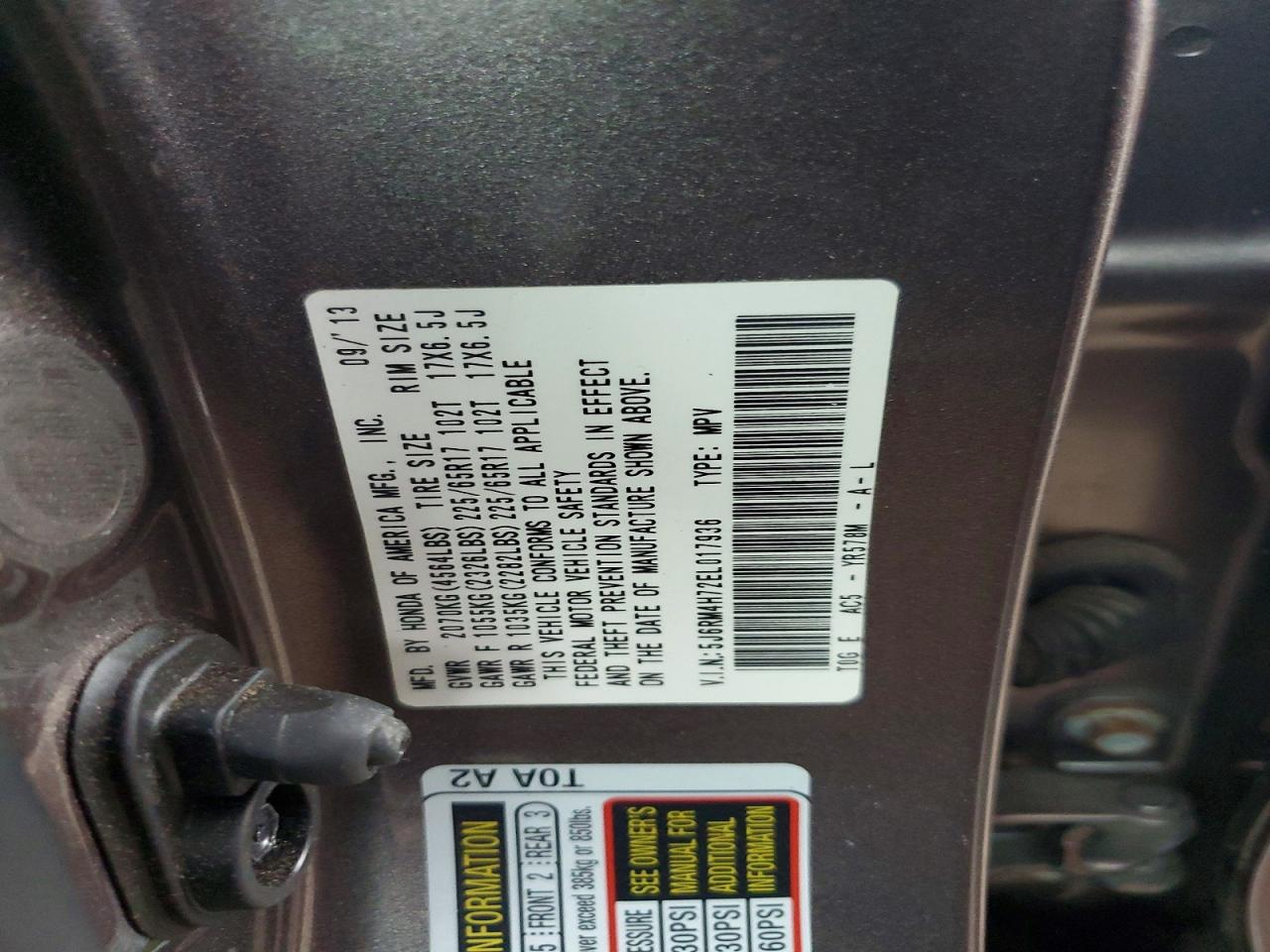 2014 HONDA CR-V EXL photo 13
