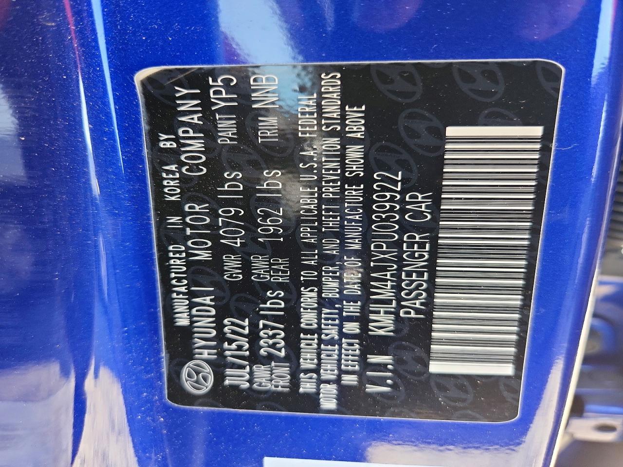 2023 HYUNDAI ELANTRA BLUE photo 34