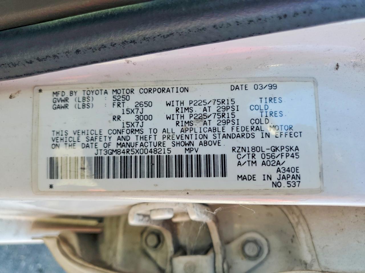 1999 TOYOTA 4RUNNER BASE photo 13
