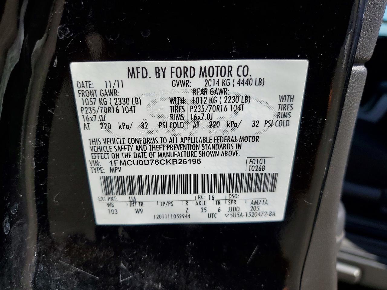 2012 FORD ESCAPE XLT photo 14