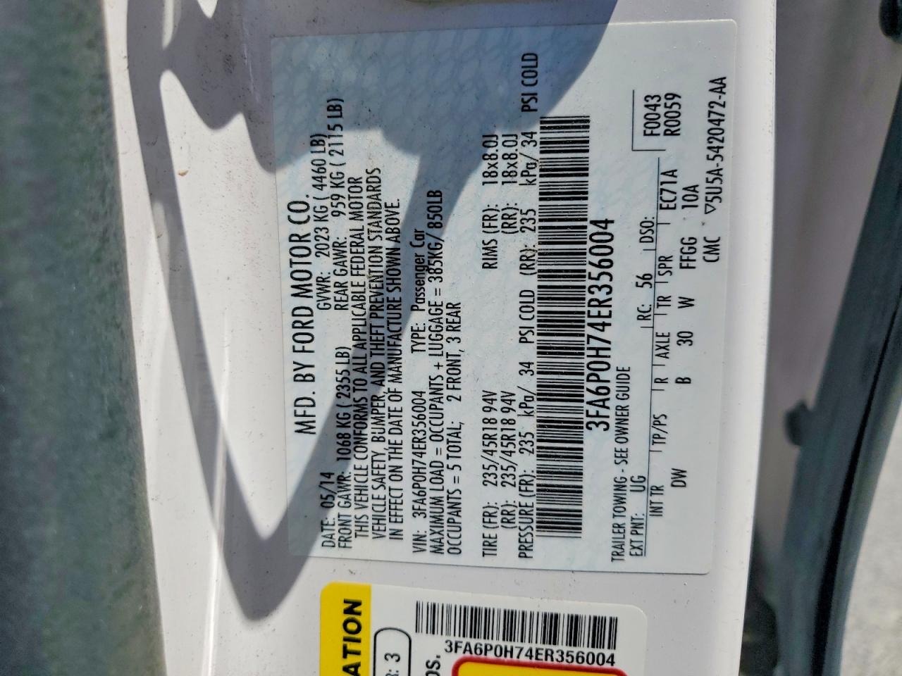 2014 FORD FUSION SE photo 12