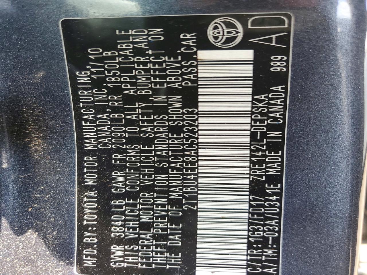 2010 TOYOTA COROLLA S photo 12