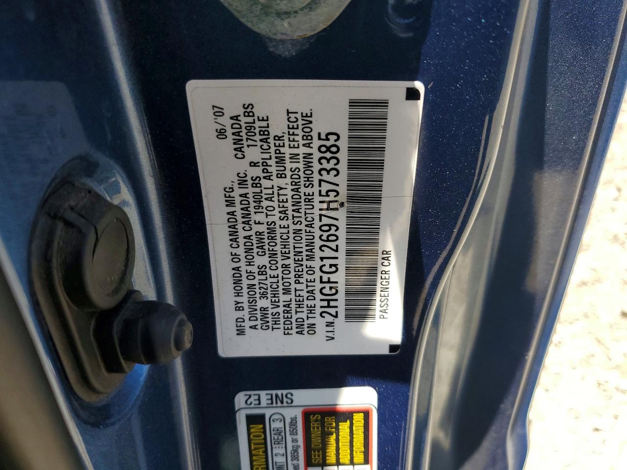 2007 HONDA CIVIC LX photo 23