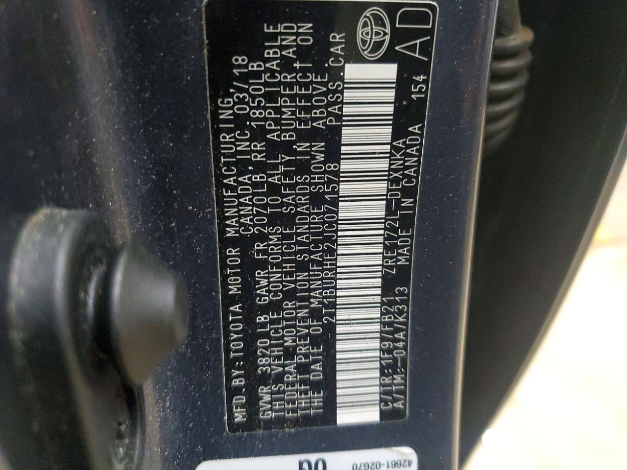 2018 TOYOTA COROLLA LE photo 34