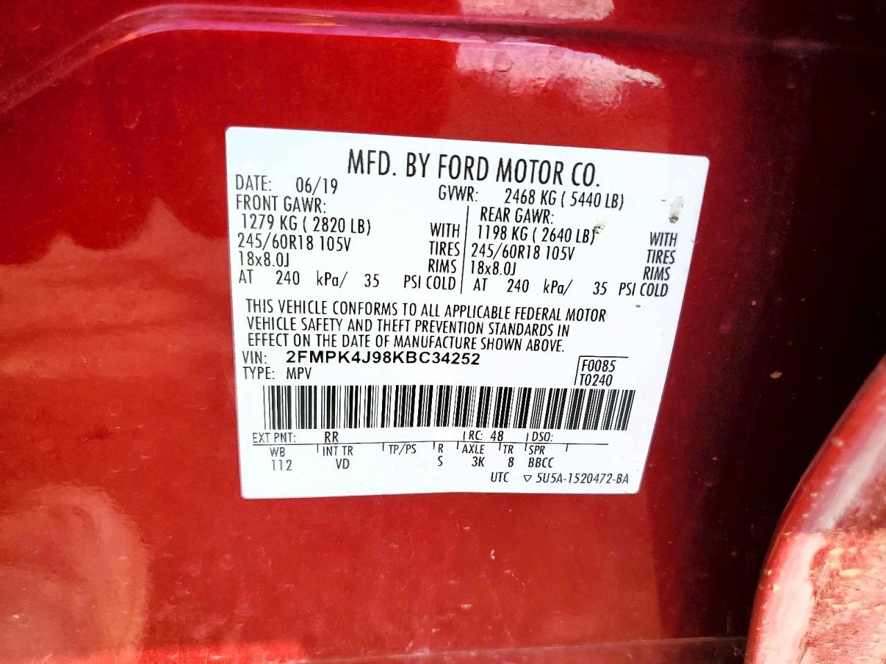 2019 FORD EDGE SEL photo 13