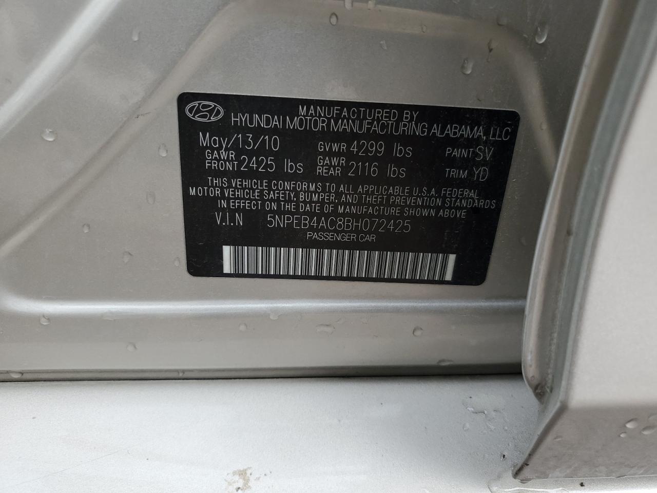2011 HYUNDAI SONATA GLS photo 23