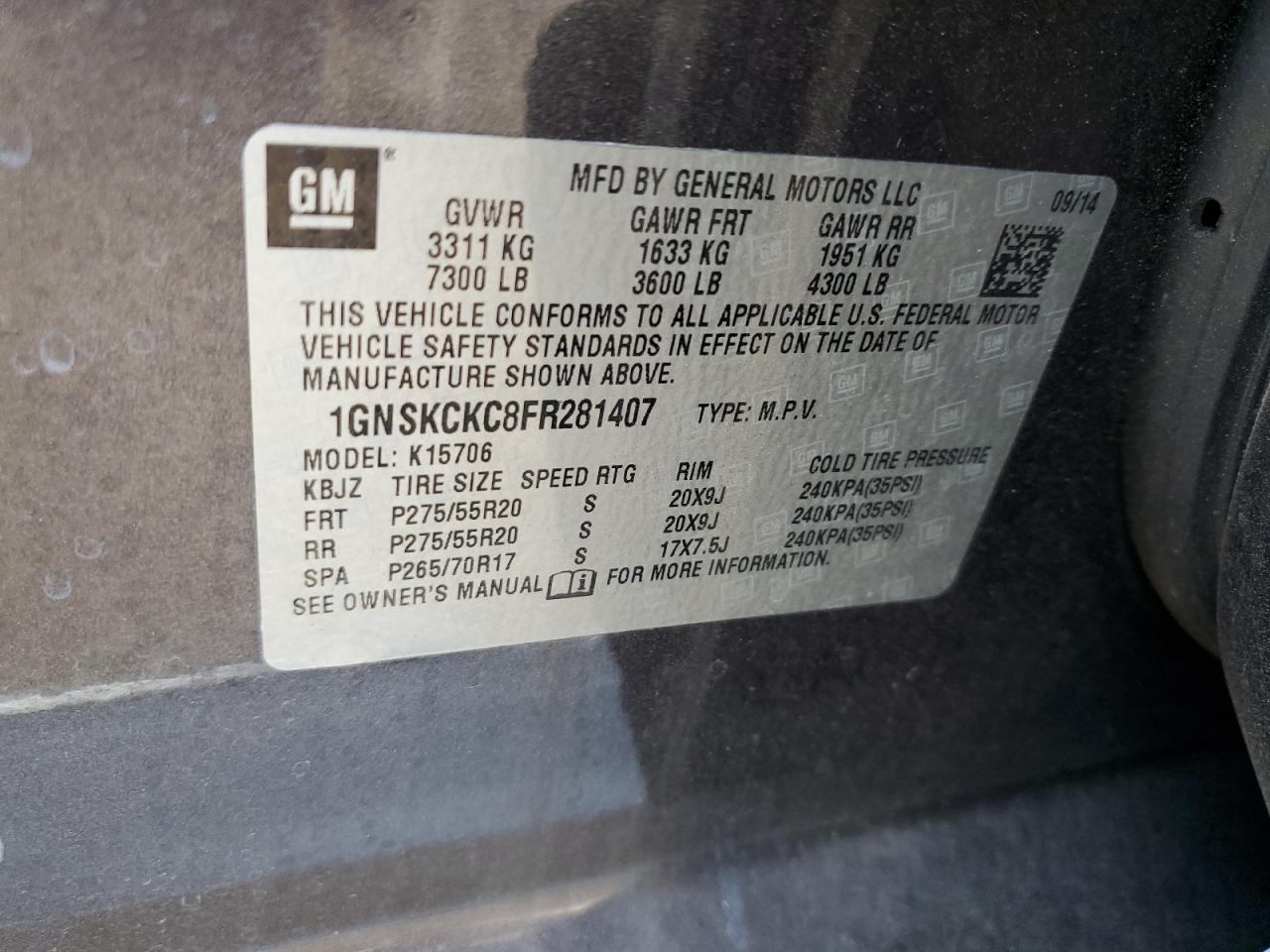 2015 CHEVROLET TAHOE K1500 LTZ photo 13