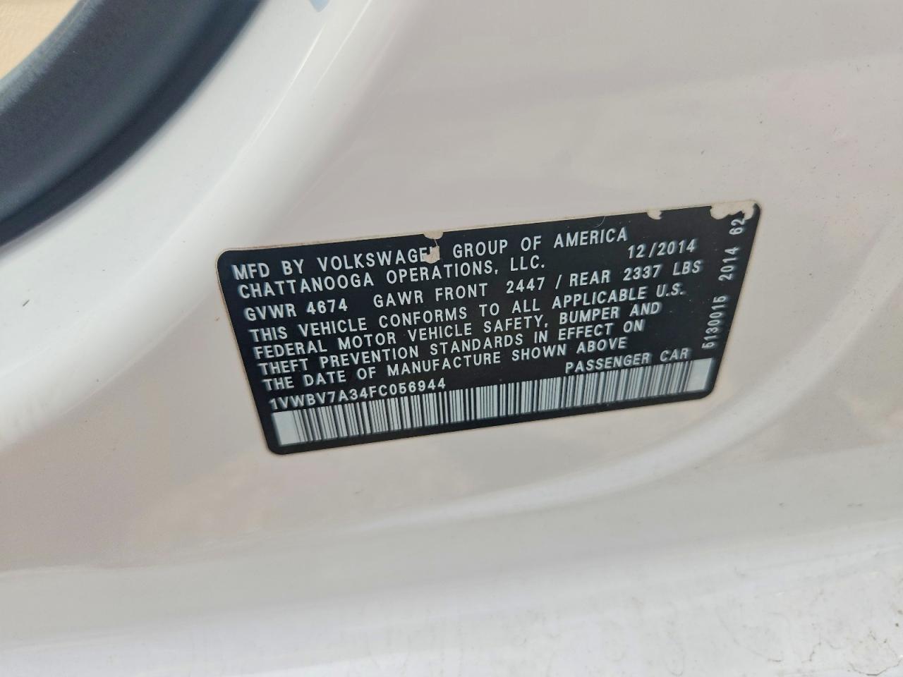 2015 VOLKSWAGEN PASSAT SE photo 34