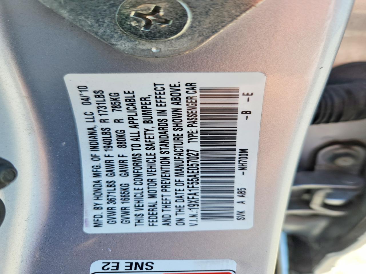 2010 HONDA CIVIC LX photo 23