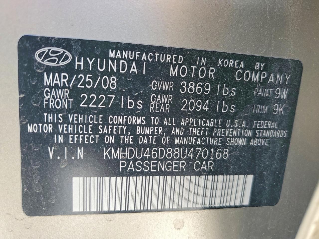 2008 HYUNDAI ELANTRA GLS photo 34
