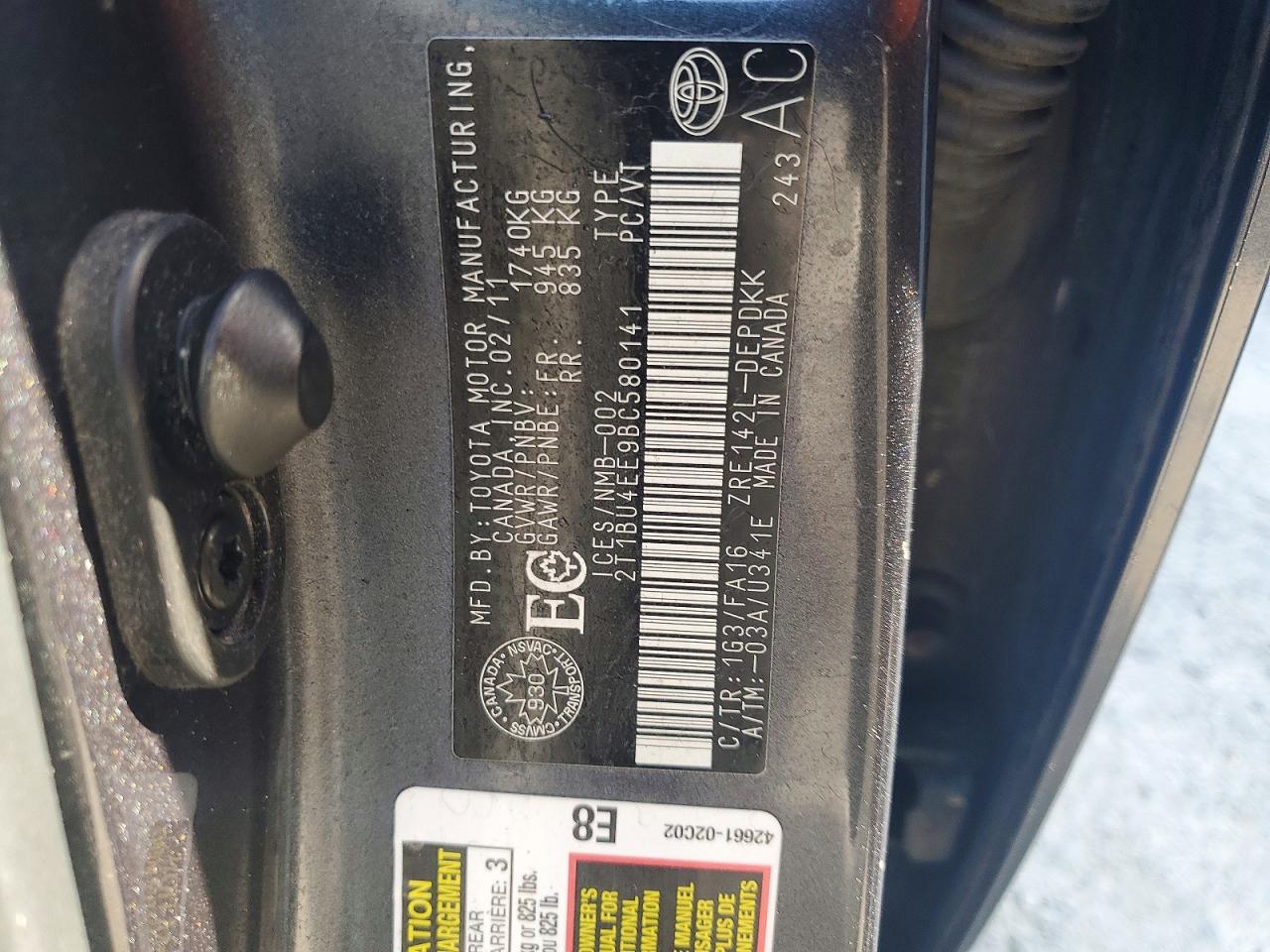 2011 TOYOTA COROLLA BASE photo 12