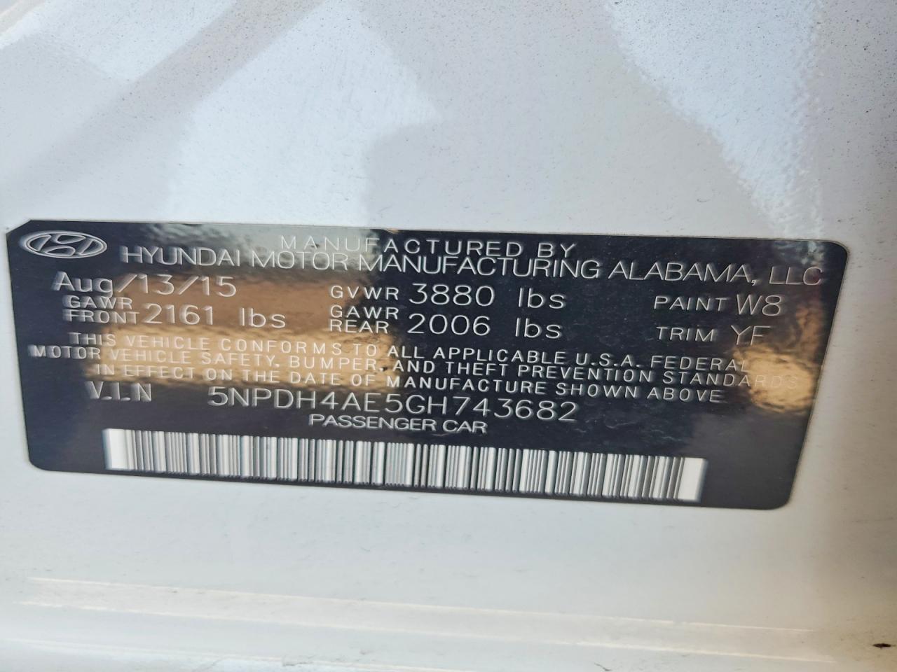 2016 HYUNDAI ELANTRA SE photo 37