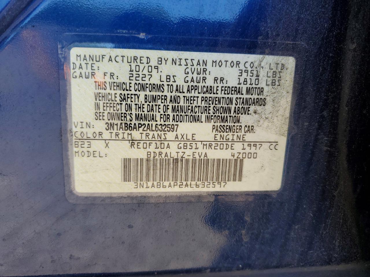 2010 NISSAN SENTRA 2.0 photo 12