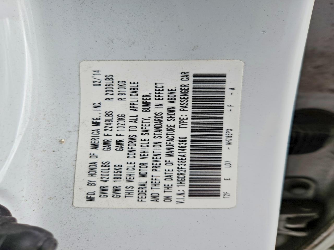 2014 HONDA ACCORD LX photo 25