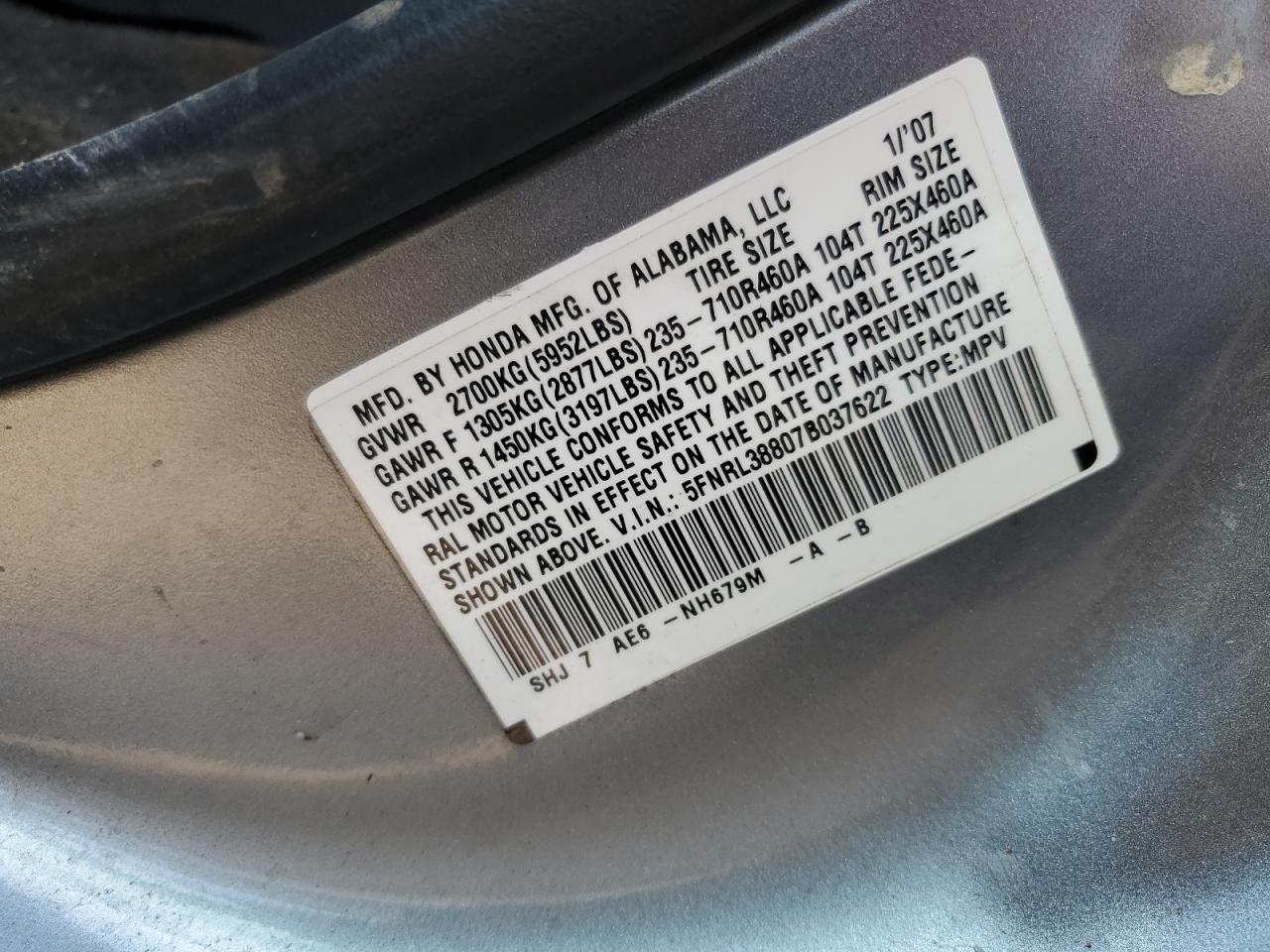 2007 HONDA ODYSSEY TOURING photo 25