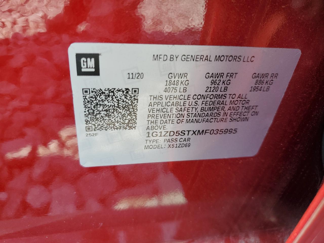 2021 CHEVROLET MALIBU LT photo 12
