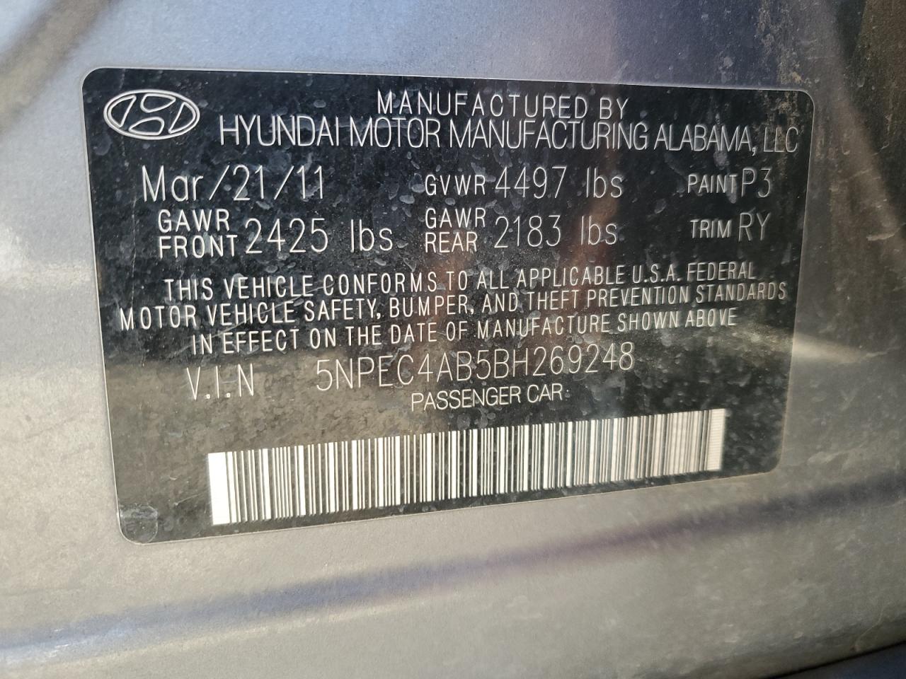 2011 HYUNDAI SONATA LIMITED 2.0T photo 12