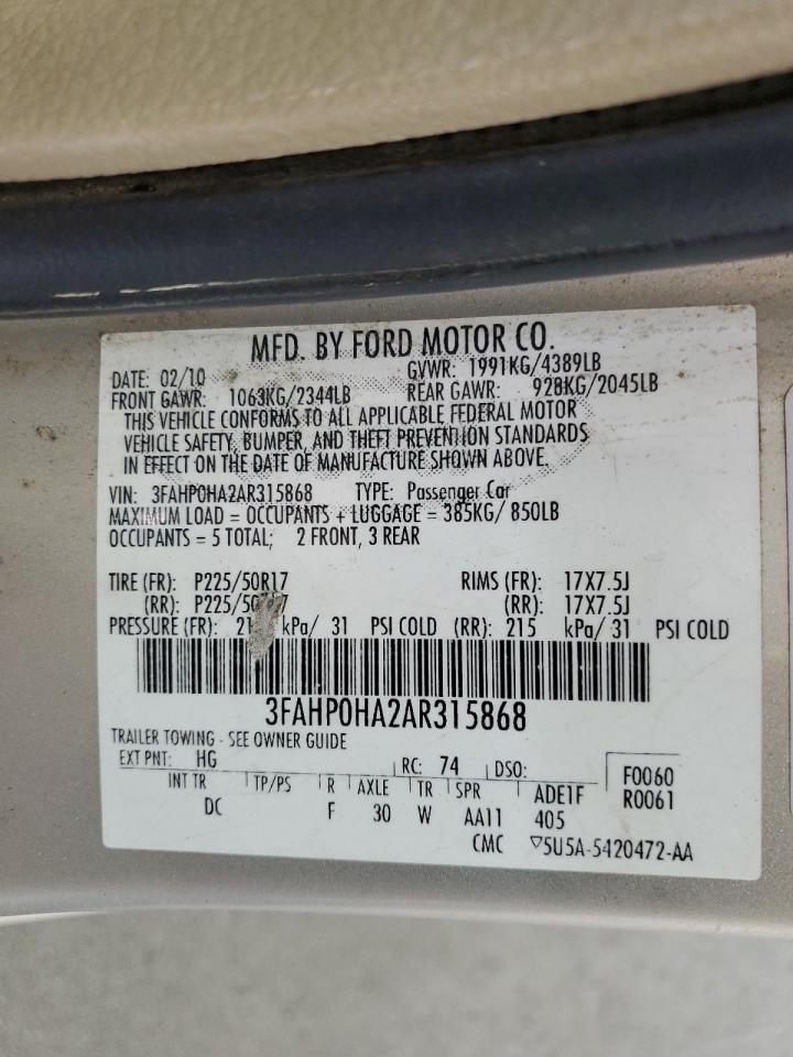 2010 FORD FUSION SE photo 23