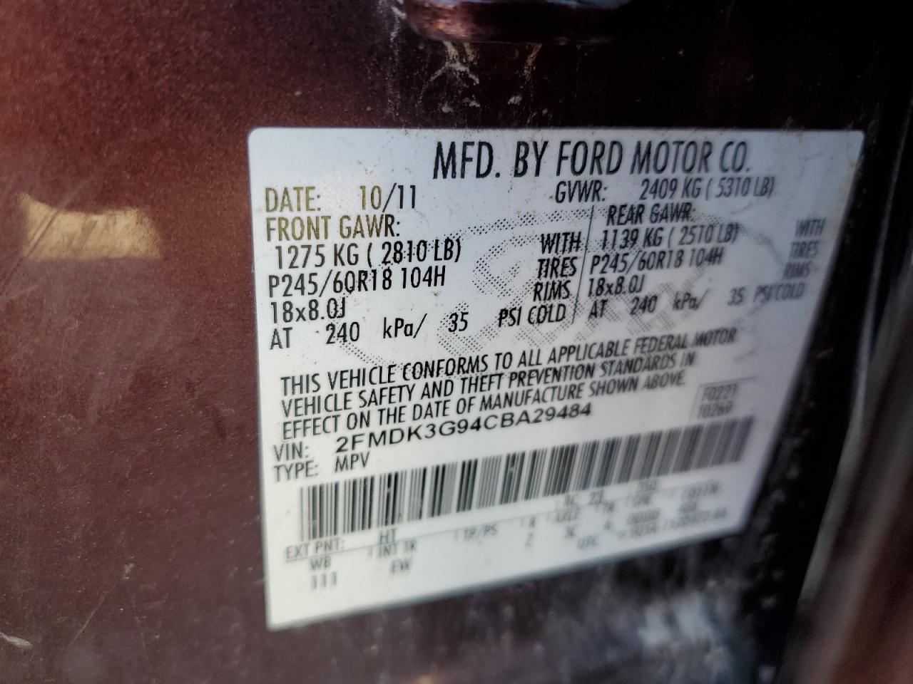 2012 FORD EDGE SE photo 23