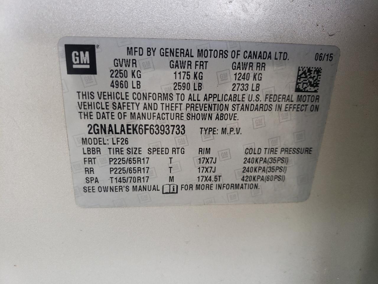 2015 CHEVROLET EQUINOX LS photo 25