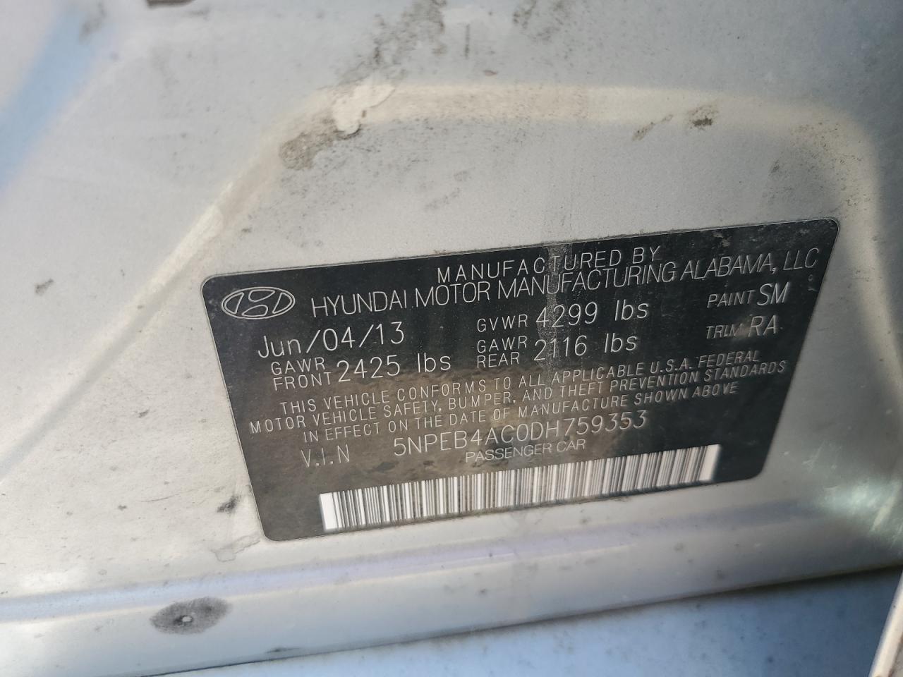 2013 HYUNDAI SONATA GLS photo 25