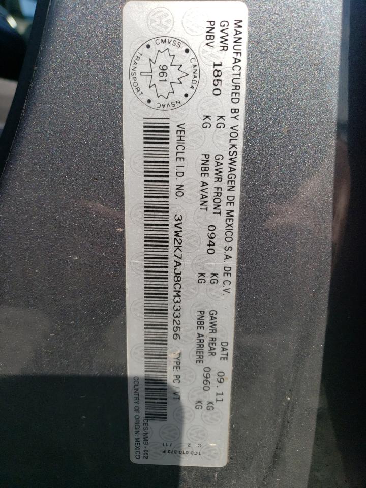 2012 VOLKSWAGEN JETTA BASE photo 12