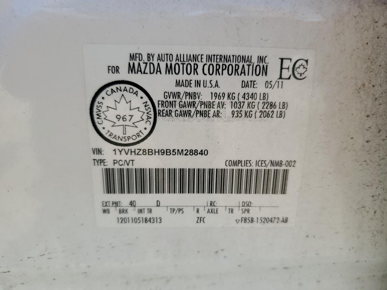 2011 MAZDA 6 I photo 13