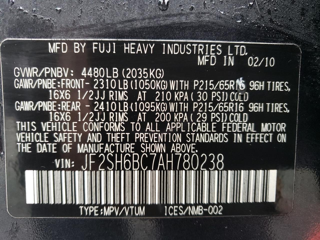 2010 SUBARU FORESTER XS photo 13