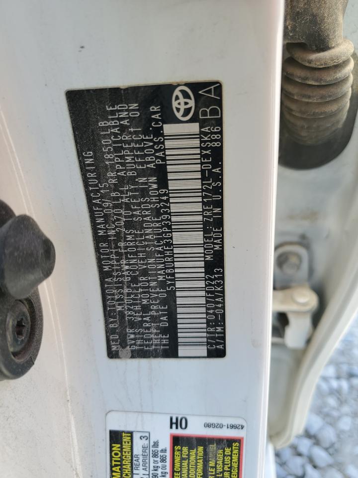 2016 TOYOTA COROLLA L photo 12