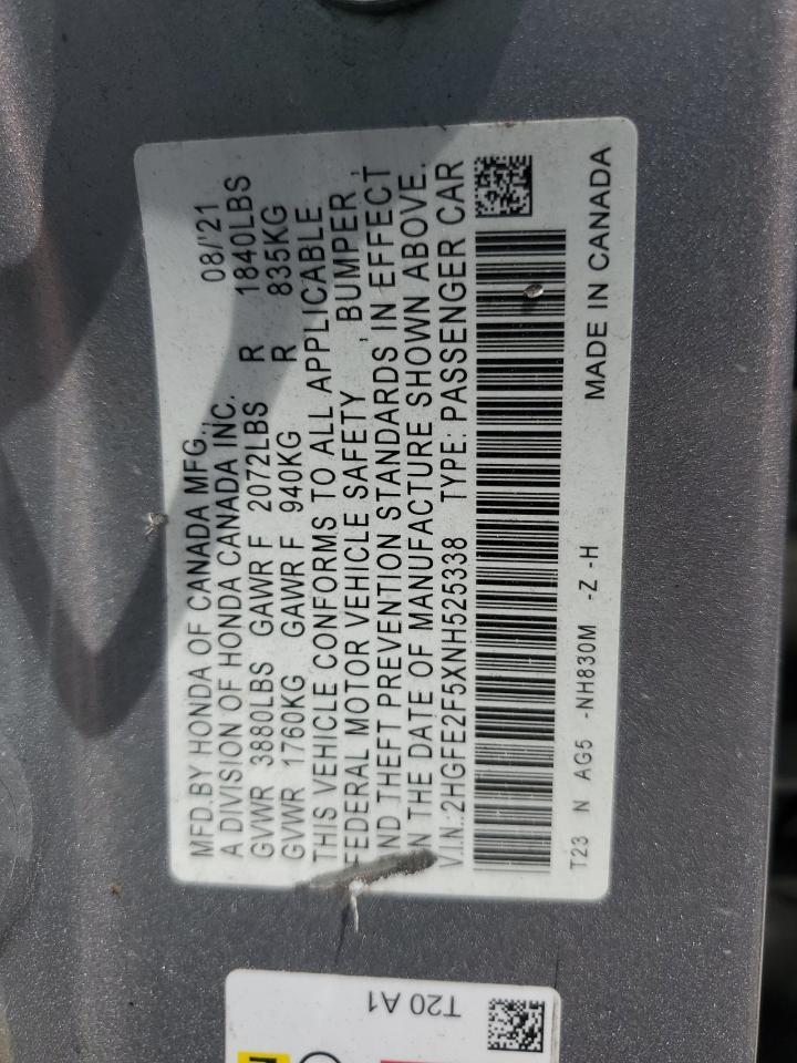 2022 HONDA CIVIC SPORT photo 12